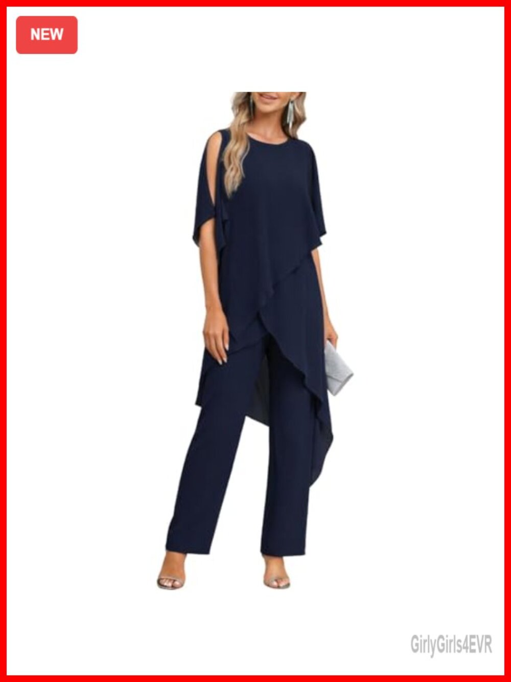 Chiffon Mother of the Bride Pants Suit 2 Piece Dressy Wedding Guest Outfit